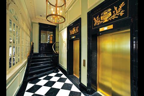 Much of the Savoy has been remodelled and renewed. The two lifts on the left go all the way up to the ninth floor. Previously there was only one that stopped at the fifth.